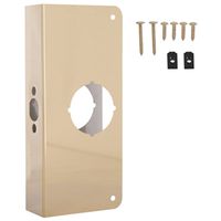 ProSource Door Reinforcer, 2-3/8" Backset, 1-3/4" Thick, Steel, Brass, 9" H, 4" W