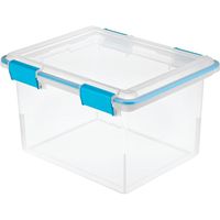Sterilite Gasket Box, Plastic, Blue Aquarium/Clear, 18-1/2 in L, 14-7/8 in W, 11-1/8 in H