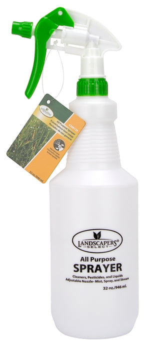 Landscapers Select SX-20583L Spray Bottle, 32 oz Capacity, Adjustable Nozzle, Polyethelene, White