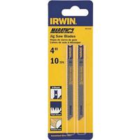 Irwin 3071412 Jig Saw Blade, 4" L, 10 TPI, Carbon Steel, U-Shank