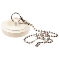 Plumb Pak PP820-7 Drain Stopper with Chain, Rubber, White, For 1 to 1-3/4 in Sink