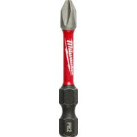 Milwaukee SHOCKWAVE Power Bit, #2 Phillips Drive, 1/4 in Hex Shank, 2 in L, Steel, 1/PK