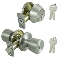 ProSource Deadbolt and Entry Lockset, Turnbutton Lock, Tulip Design, Stainless Steel, Grade 3