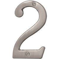 Hy-Ko Prestige Series 4" Nickel House Number 2, Solid Brass (BR-43SN/2)