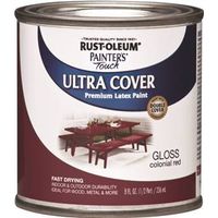 Rust-Oleum Enamel Paint, Water, Gloss, Colonial Red, 0.5 pt, Can, 120 sq-ft Coverage Area