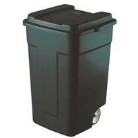 Rubbermaid FG285100EGRN Trash Can, 50 Gal Capacity, Plastic, Green, Snap-Fit Lid Closure