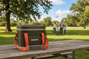 Igloo Trailmate 18 Series 66758 Backpack Cooler, 18 Cans Capacity, EVA/Polyester, Deep Oil Green/Safety Orange/Sandstone
