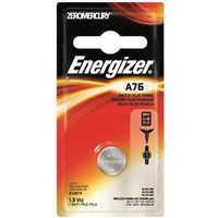 Energizer A76BPZ Battery, 1.5V, 118mAh, Alkaline, Manganese Dioxide ENER Watch Photo Battery