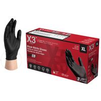 Ammex BX348100 Disposable Gloves, XL, Nitrile, Powder-Free, Black