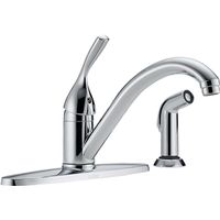 Delta Kitchen Faucet with Side Sprayer, 1.8 GPM, 1-Handle, Brass, Chrome Plated, Deck Lever Handle