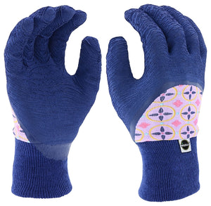 Miracle-Gro MG20802/WML Garden Gloves, Women's, M/L, Knit Wrist Cuff, Latex Coating, Goatskin Leather, Navy/Pink
