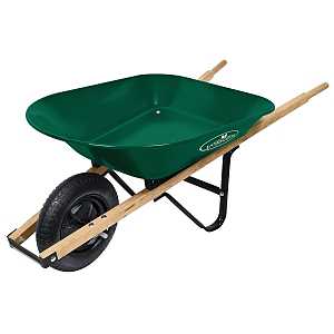 Landscapers Select 34563 Wheelbarrow, 4 Cu-Ft Volume, Steel Tray, 1-Wheel, 14 In Pneumatic Wheel