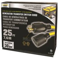PowerZone 5990692 Electrical Cord, 10 AWG Cable, 25 ft L, Yellow Cord Generator 30A 10/4X2