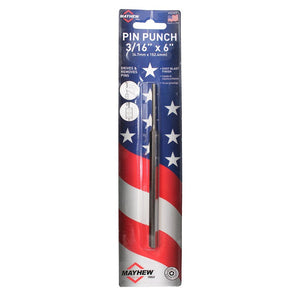 Mayhew 42402 Long Pin Punch, 3/16 in Tip, 6 in L, Hex Shank