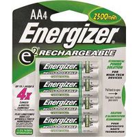 Energizer NH15BP-4 AA NiMH Battery, 1.2V, 2300mAh, Rechargeable, Black, 4-Pack