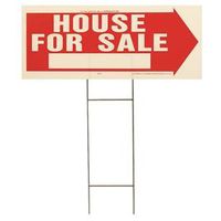 Hy-Ko House For Sale Lawn Sign, White Plastic, 24" W x 9.5" H (RS-801)