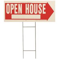 Hy-Ko Open House Lawn Sign, White Legend, 24" L x 9.5" W (Model RS-803)