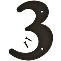 Hy-Ko 30200 Series 6" Black Plastic House Number Character 3