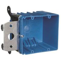 Carlon B234ADJ Outlet Box, 2-Gang, PVC, Blue, Bracket Mounting