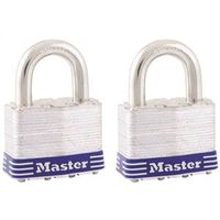 Master Lock Padlock, Keyed Alike, 3/8" Diameter Shackle, 1" Height, Boron Alloy, Laminated Steel