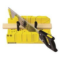 STANLEY 20-600 Clamping Miter Box with Saw, 14 in W Cutting, 45/90 Deg, 45 Deg Face Angle