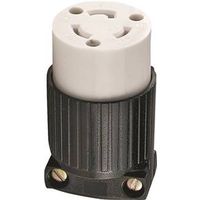 Eaton Wiring Devices L520C Electrical Connector, 2-Pole, 20A, 125V, NEMA L5-20, Black/White