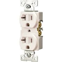 Eaton Wiring Devices BR20W Duplex Receptacle, Nylon, White, 2-Pole, 20 A, 125 V, NEMA 5-20R