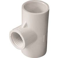 IPEX PVC Pipe Tee, 3/4" x 1/2", Socket x Socket x FPT, White, Schedule 40, 150 PSI