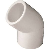 IPEX 1/2" PVC Pipe Elbow, Socket, 45° Angle, Schedule 40, 150 PSI, White (435481)