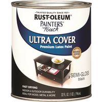 Rust-Oleum 1974502 Enamel Paint, Water, Semi-Gloss, Black, 1 Qt Can, 120 Sq-Ft Coverage Area