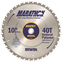 Irwin Marathon 10-Inch Table Saw Blade, 5/8-Inch Arbor, 40 Teeth, ATB, Carbide Edge