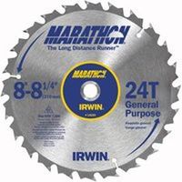 Irwin Marathon 14050ZR Table Saw Blade, 8-1/4 in Dia, 5/8 in Arbor, 24 Teeth, Carbide Edge