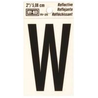 Hy-Ko Reflective Letter 'W', 1.5 in W x 3 in H, Black Vinyl (RV-25/W)