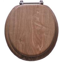 ProSource Round Toilet Seat, MDF with Oak Wood Veneer, Bar Hinge (Model T-17WO-3L-C)