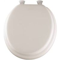 Mayfair Round Toilet Seat, Foam/Vinyl/Wood, White, Twist Hinge (Model 15EC-000)