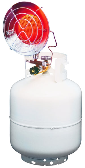 Mr. Heater Single Tank Top Heater, 5 lb Fuel Tank, Propane, 10,000 to 15,000 BTU, Silver (F242100)
