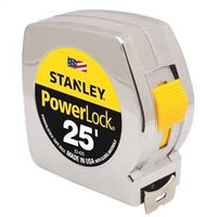 STANLEY 33-425 Powerlock Tape, 25 ft L Blade, 1 in W Blade, Steel Blade, ABS Case, Chrome Case