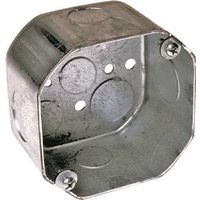 Raco 167 Octagonal Box, 4 in OAW, 2-1/8 in OAD, 4 in OAH, 6-Gang, Steel Housing, Gray, Galvanized