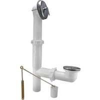 Plumb Pak PP64W Triplever Bath Drain Assembly, Plastic, White, Polished Chrome