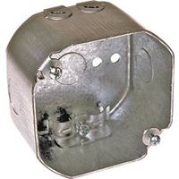 Raco 175 Octagonal Box, 4 in OAW, 2-1/8 in OAD, 4 in OAH, 3 Knockout, Steel, Gray