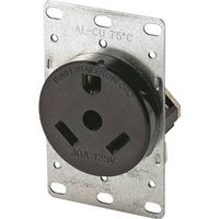 Eaton Cooper Wiring 1263-BOX Power Receptacle, 2-Pole, 125V, 30A, NEMA TT-30R, Brown 30ABLK Flush Re