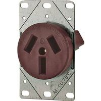 Eaton Cooper Wiring 32B-BOX Power Receptacle, 3-Pole, 125/250 V, 50 A, NEMA 10-50R, Brown
