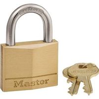 Master Lock 140D Padlock, 1-9/16" Wide Brass Body, Keyed Different, 1/4" Diameter Steel Shackle