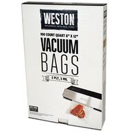 Weston 30-0101-W Series Vacuum Seal Bag, 12 in L, 8 in W, Clear, 100 PC, 3MIL