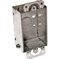 Raco 400 Gangable Switch Box, 1-Gang, 1-Outlet, 3 Knockout, Steel, Gray, Galvanized