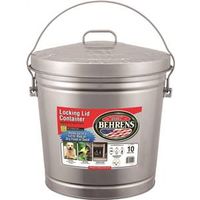 Behrens 6110 Locking Lid Can, 10 Gal Capacity, Galvanized Steel, Silver 10-Gal SK Seed/Feed Can