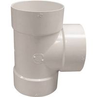 Canplas 4" Bullnose Pipe Tee, Hub, PVC, White (Model 414104BC)