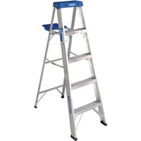 WERNER 365 Step Ladder, 5 ft, 4-Step, 250 lb, Aluminum, Blue