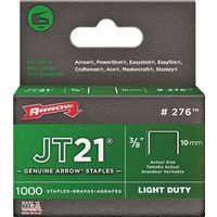 Arrow JT21 Series 276 Staple, 7/16 in W Crown, 3/8 in L Leg, Box of 1000
