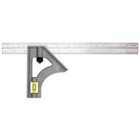 Johnson 415 Combination Square, 12 In L Blade, Stainless Steel Blade, 1/8 In, 1/16 In, 1/32 In Gradu